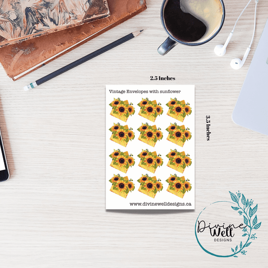 0147 - Vintage Sunflower Envelopes - Deco 1 - Tiny Sheet