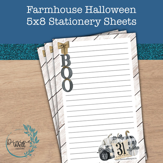 0162 - Farmhouse Halloween - Half Letter Writing Stationery Paper