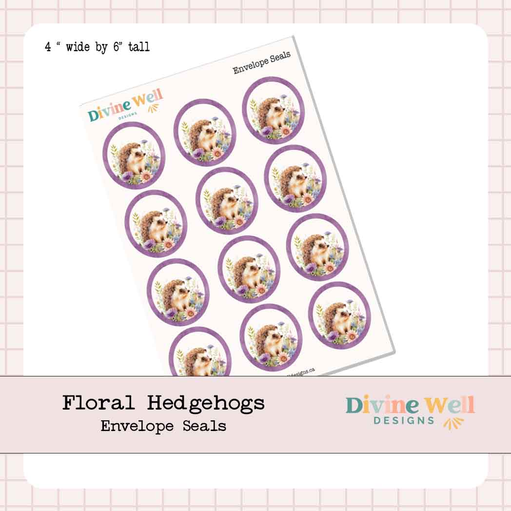 0223 - Floral Hedgehogs - Envelope Seals