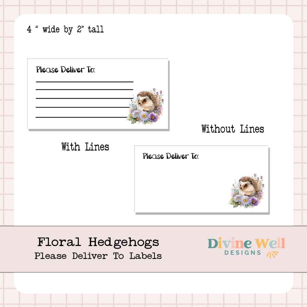 0223 - Floral Hedgehogs - Please Deliver To Labels