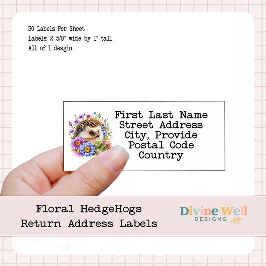 0223 - Floral Hedgehogs - Custom Return Address Labels