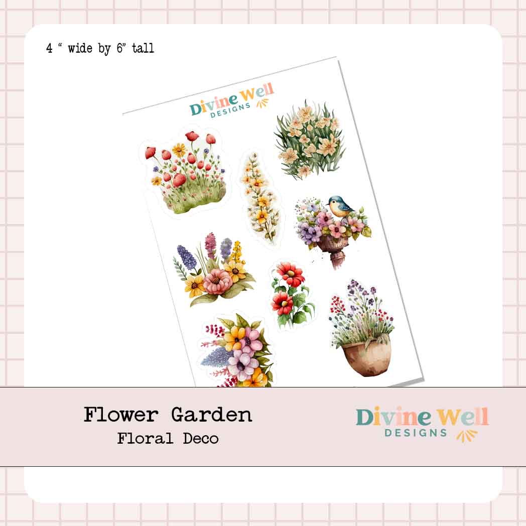 0243 - Flower Garden - Decorative Sticker Sheet