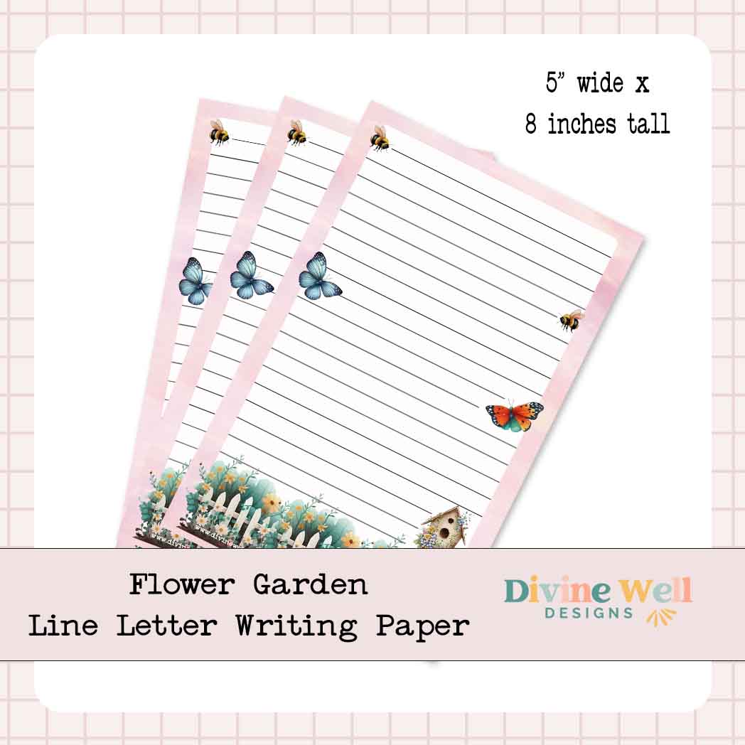 0243 - Flower Garden - Half Letter Writing Stationery Paper