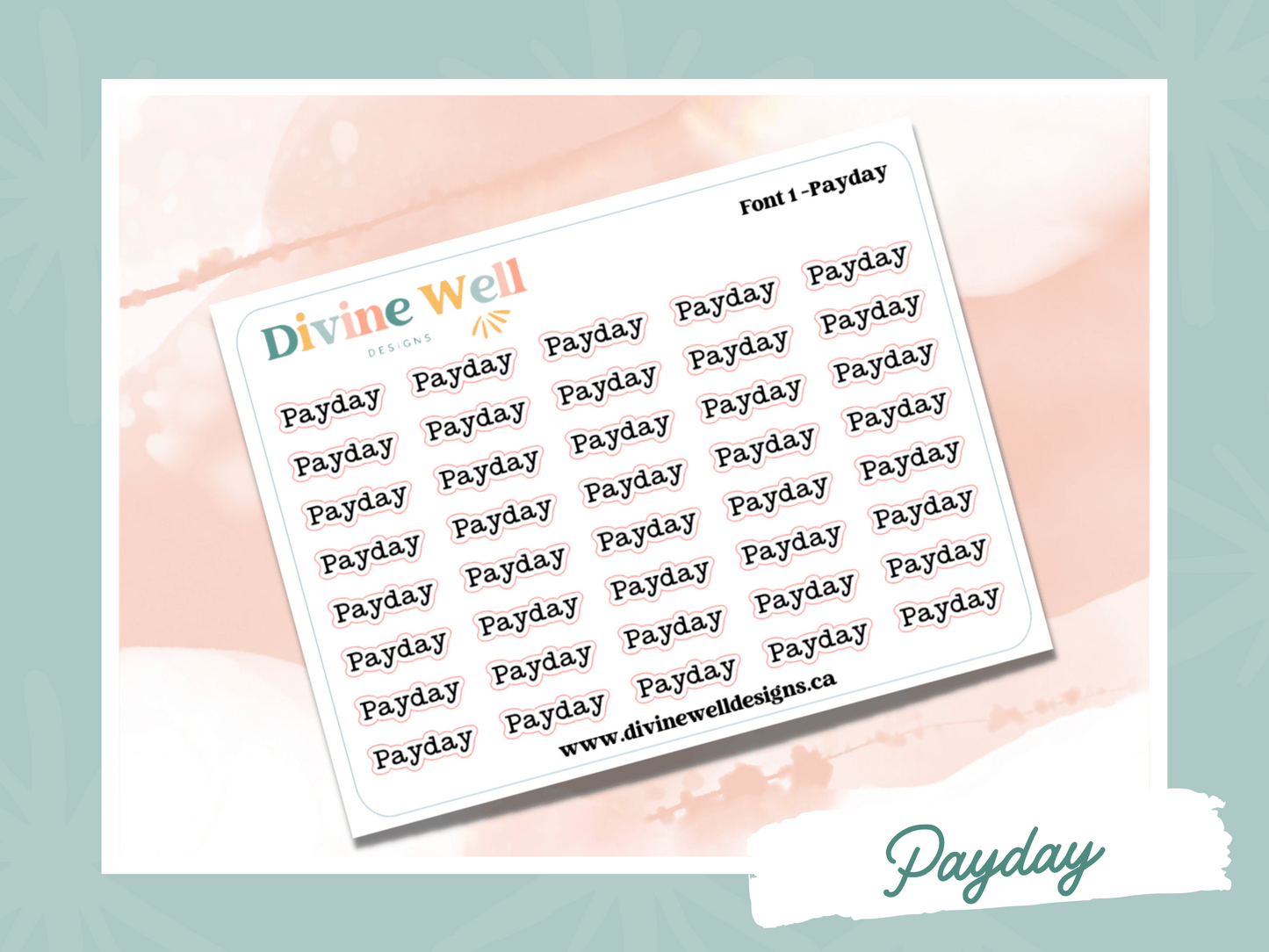 F01.0001 | Payday Script | Planner Stickers