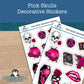 0161 - Pink Skulls - Decorative Sticker Sheet