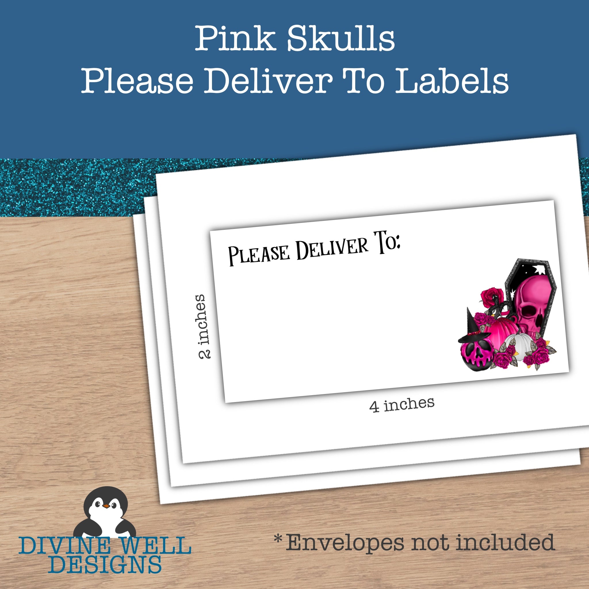 0161 - Pink Skulls - Please Deliver To Addressing Labels
