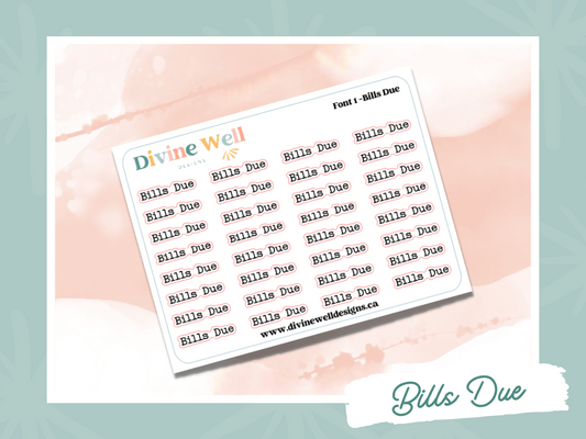 F01.0002 | Bills Due Script | Planner Stickers