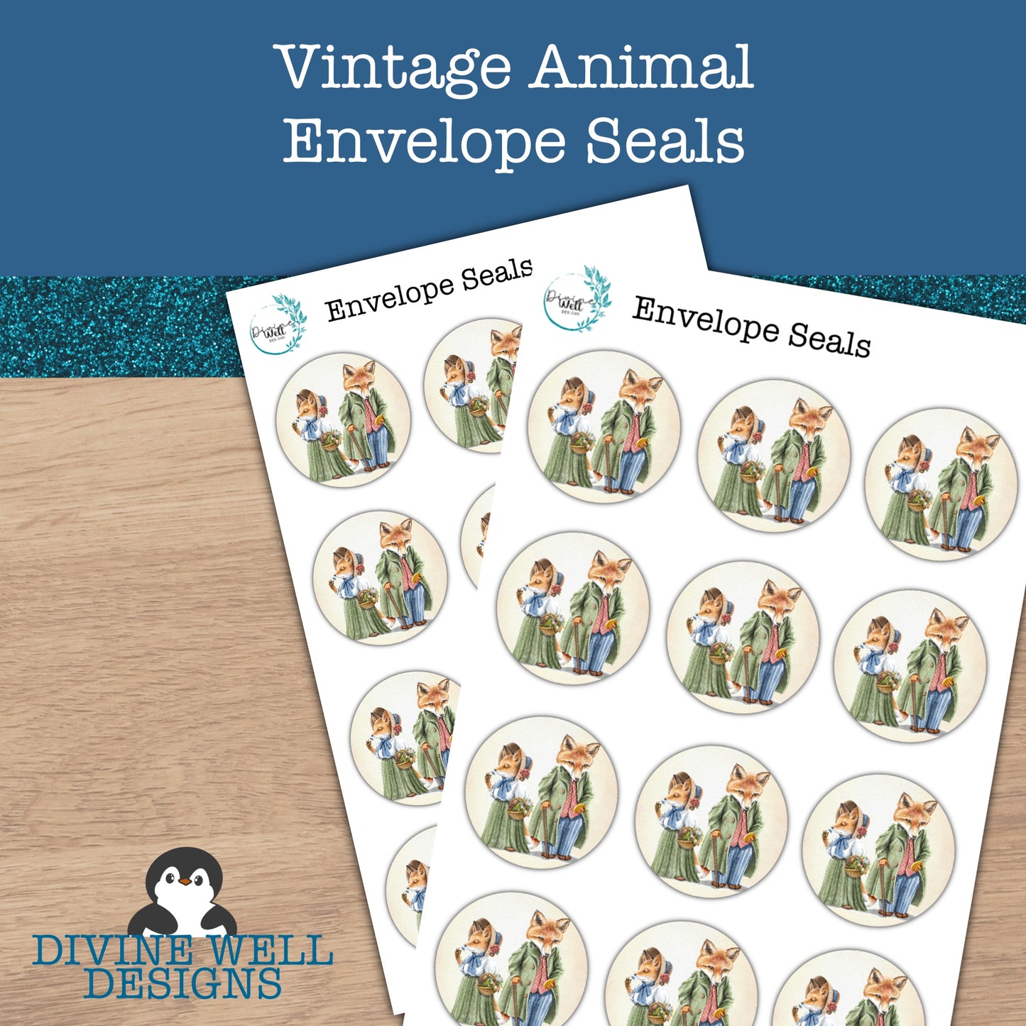 0115 - Vintage Animal - Envelope Seals