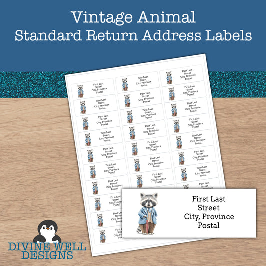 0115 - Vintage Animal - Custom Return Address Labels