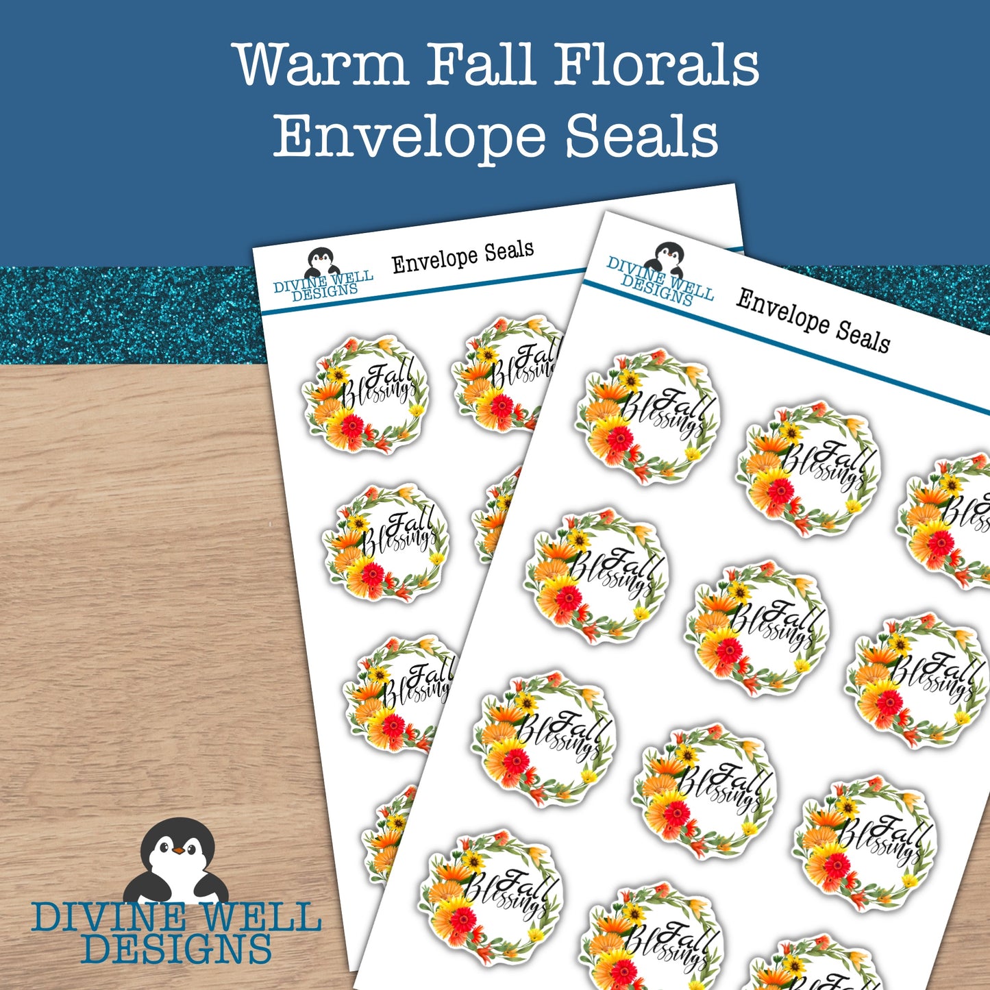 0151 - Warm Fall Florals - Envelope Seals