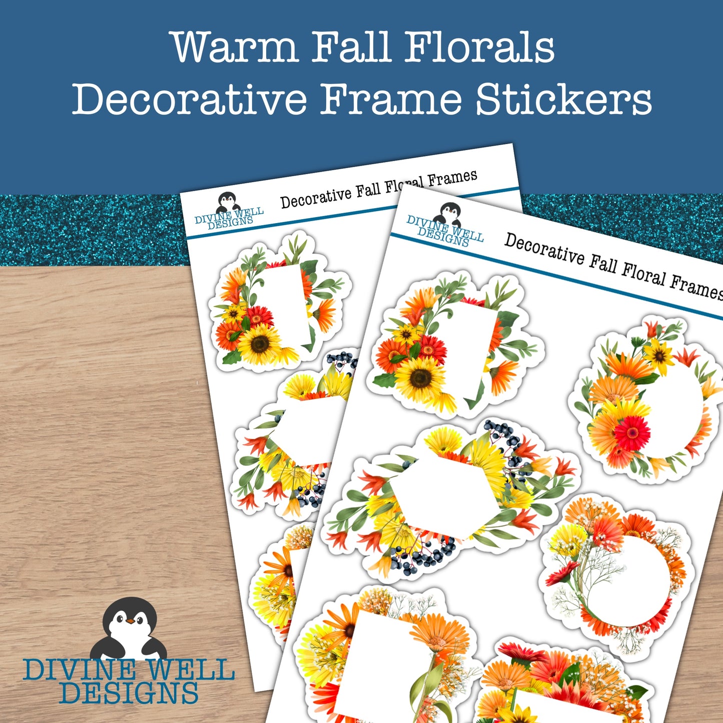 0151 - Warm Fall Floral - Decorative Sticker Sheet