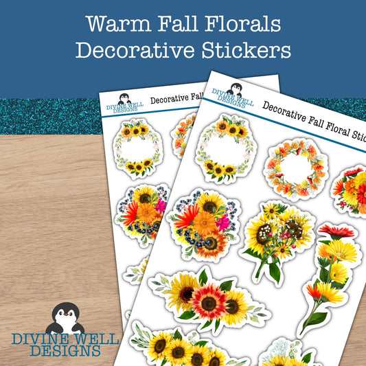 0151 - Warm Fall Floral - Decorative Sticker Sheet