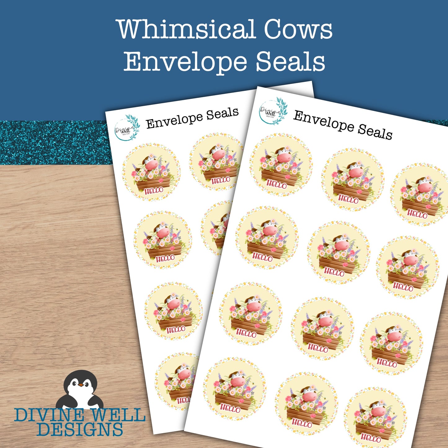 0138 - Whimsical Cows - Envelope Seals