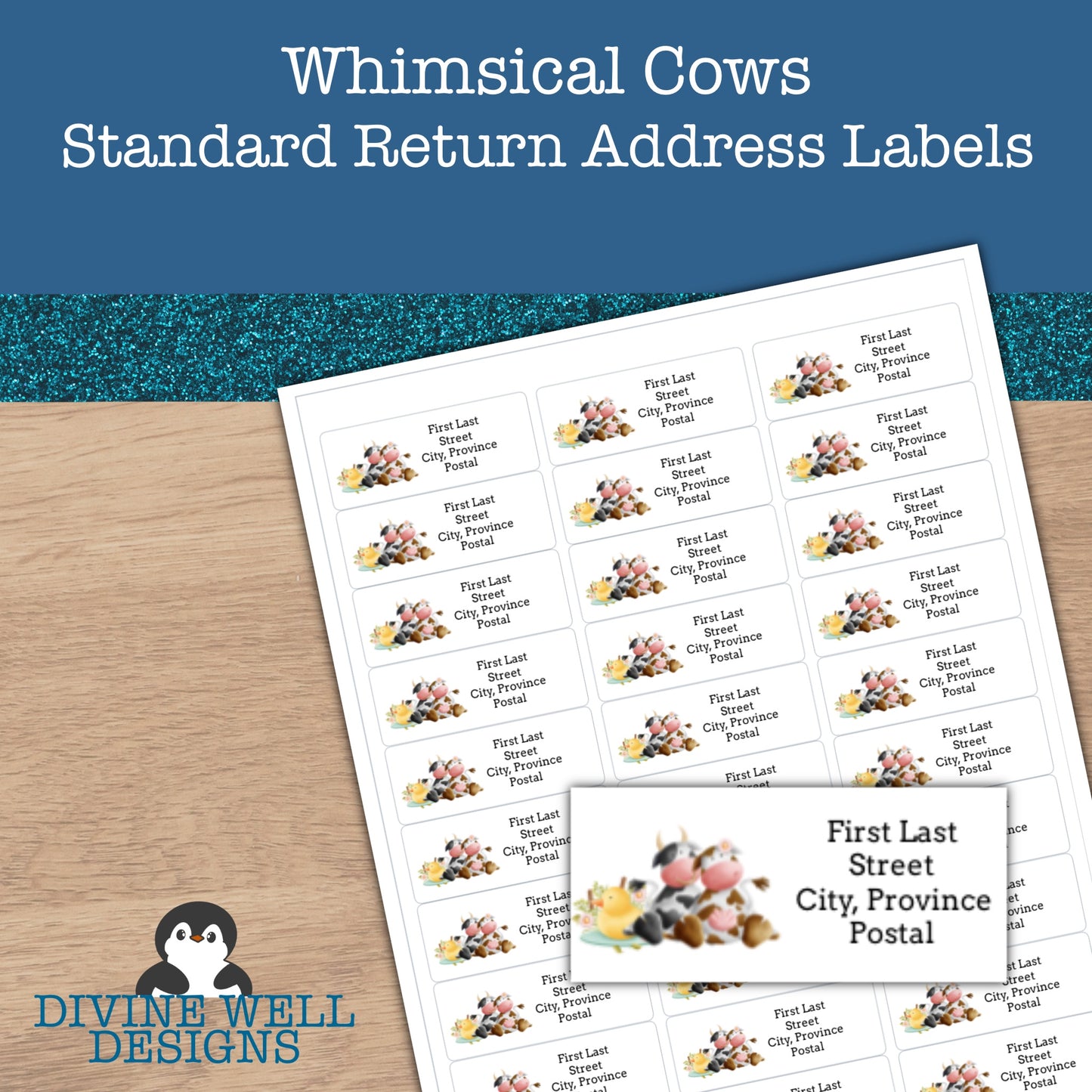 0138 - Whimsical Cows - Custom Return Address Labels
