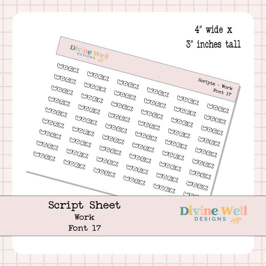F0017 | Work Script | Planner Stickers